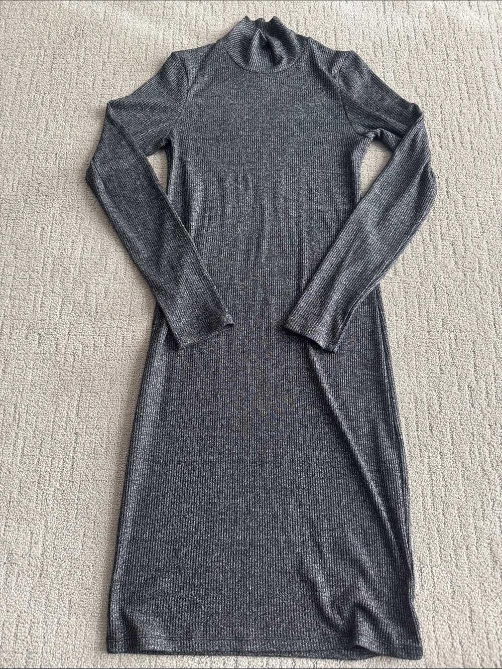 Aritzia Wilfred Free Ribbed Long Sleeve Turtleneck Dress - Gray